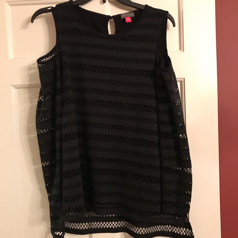 Vince Camuto Black Cold Shoulder Blouse Top